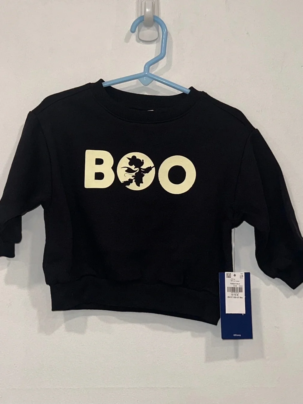 Old Navy x Disney Minnie Mouse Witch Boo Halloween Moon Sweatshirt NEW 12-18 Mos